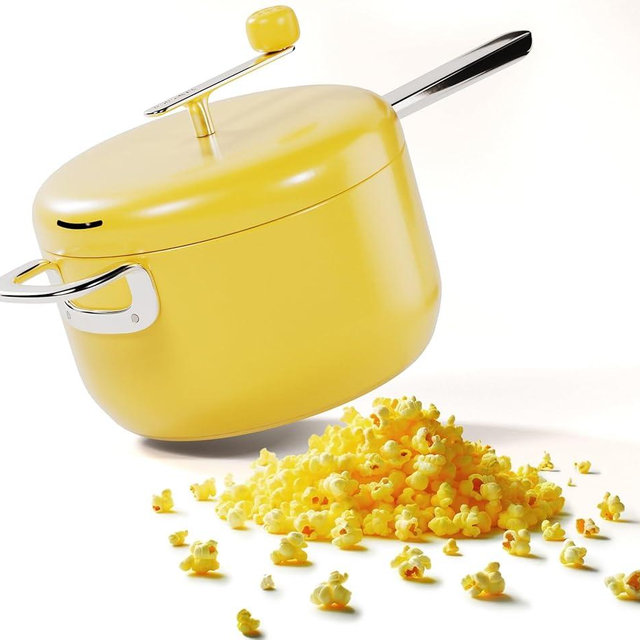 Popsmith Popcorn Popper in Butter - 6 Quart Stovetop Popcorn Machine - Stainless Steel Popcorn Maker Compatible with All Stovetops
