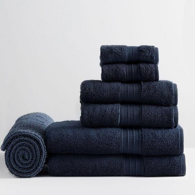Hydrocotton Organic Bath/Hand/Washcloth/Bath Mat, Navy, Set of 7