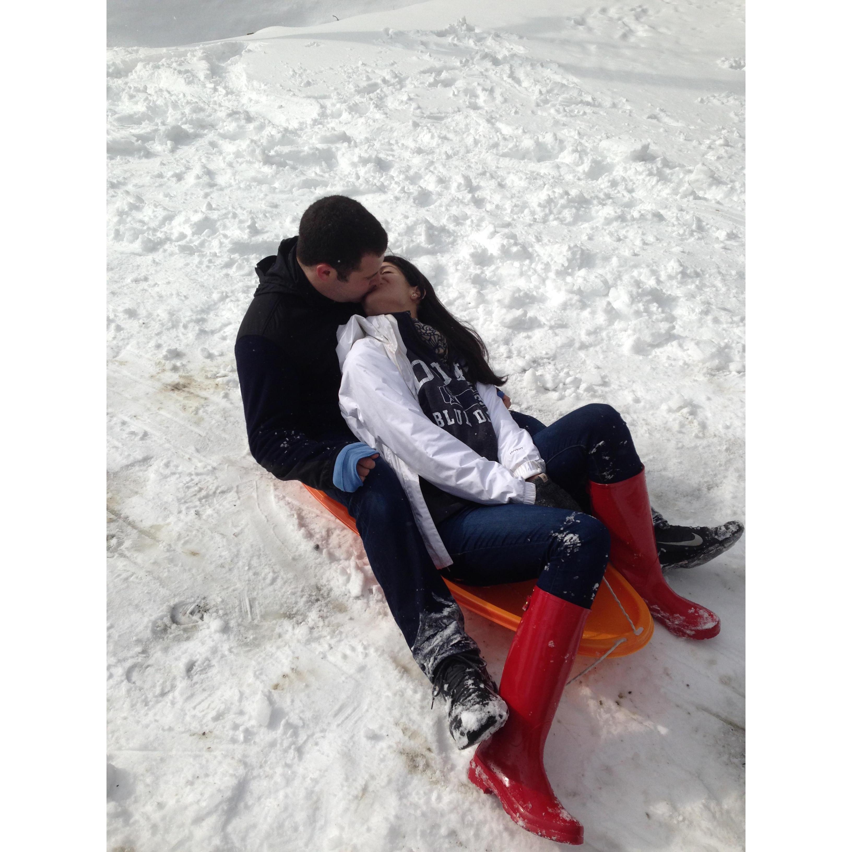 Mountain weekend sledding in North Carolina