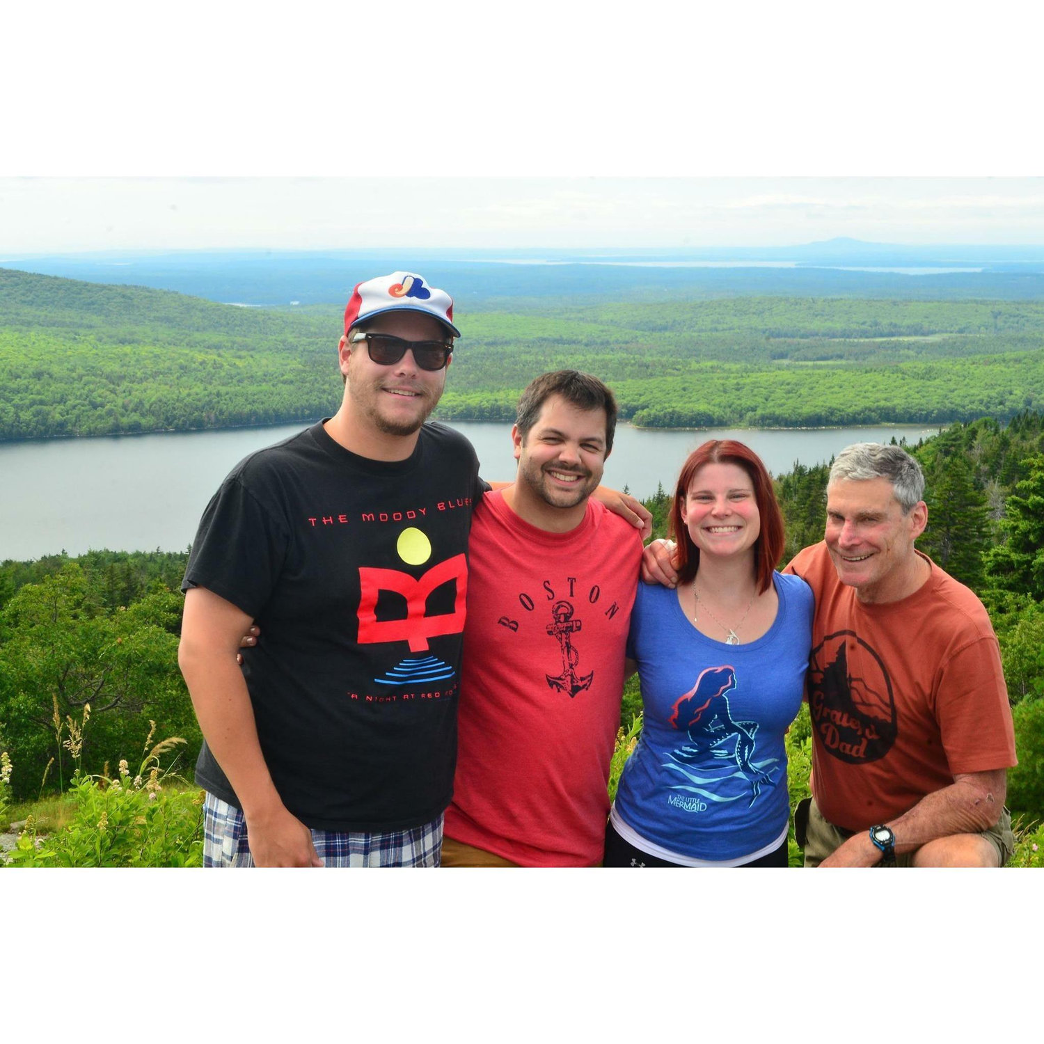 With Jackie's dad and brother on top of Cadillac Mountain during their trip to Maine in 2018