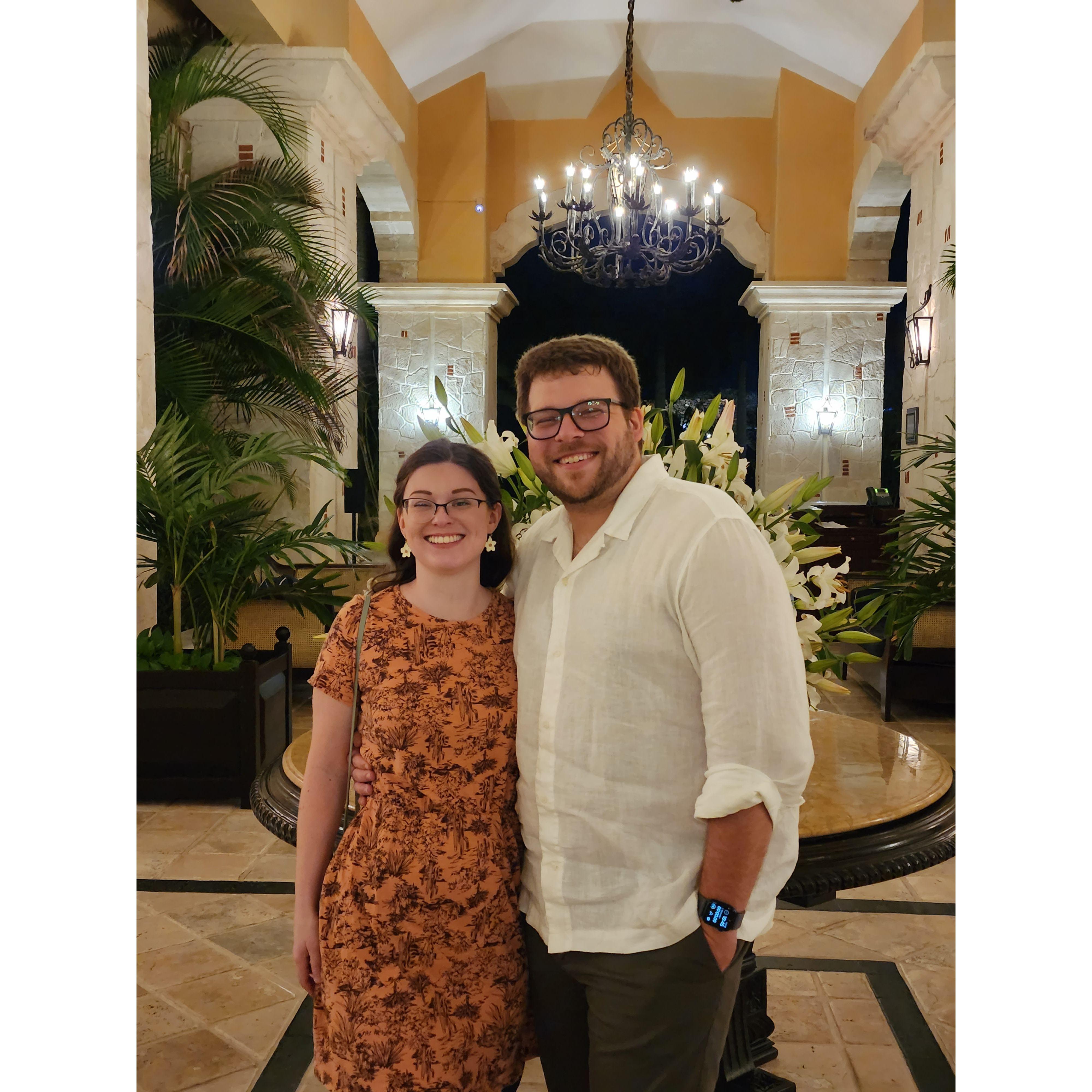 After a lovely dinner at our resort in Playa del Carmen, Mexico, in March 2023.