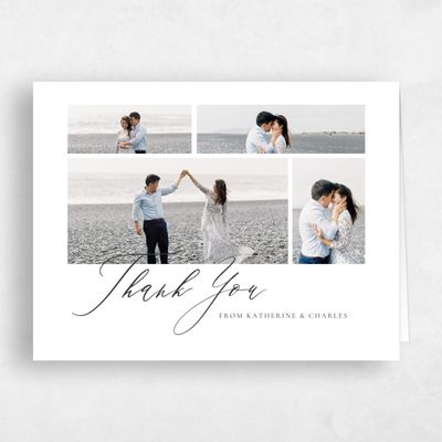 White Landscape Wedding Thank You - Violin Photo