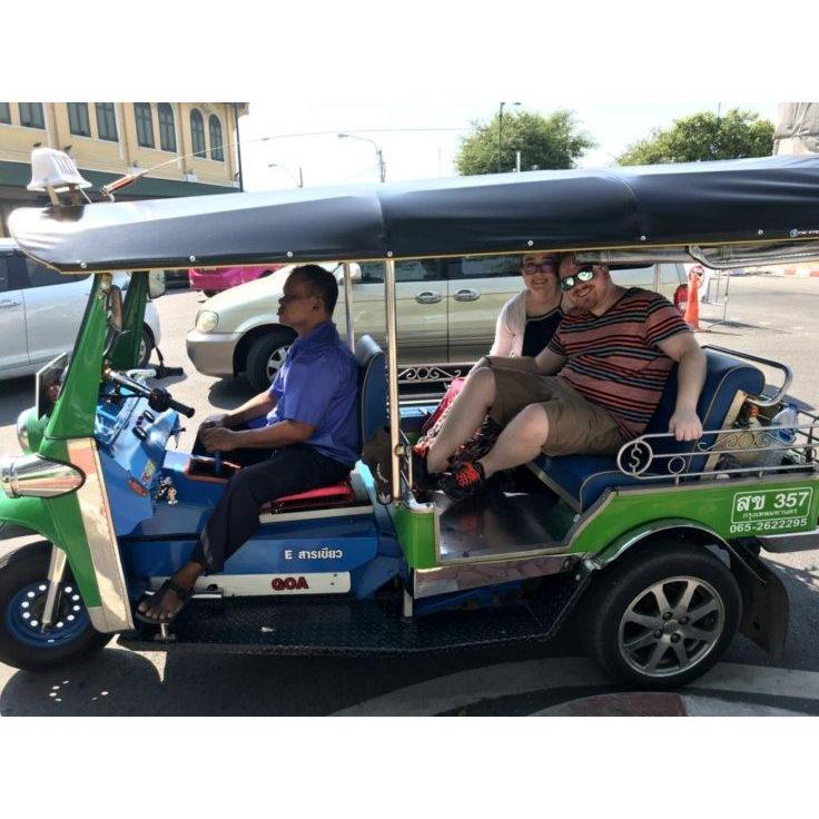 Riding in a Tuk Tuk in Thailand during our 2018 trip! We love Tuk Tuks!