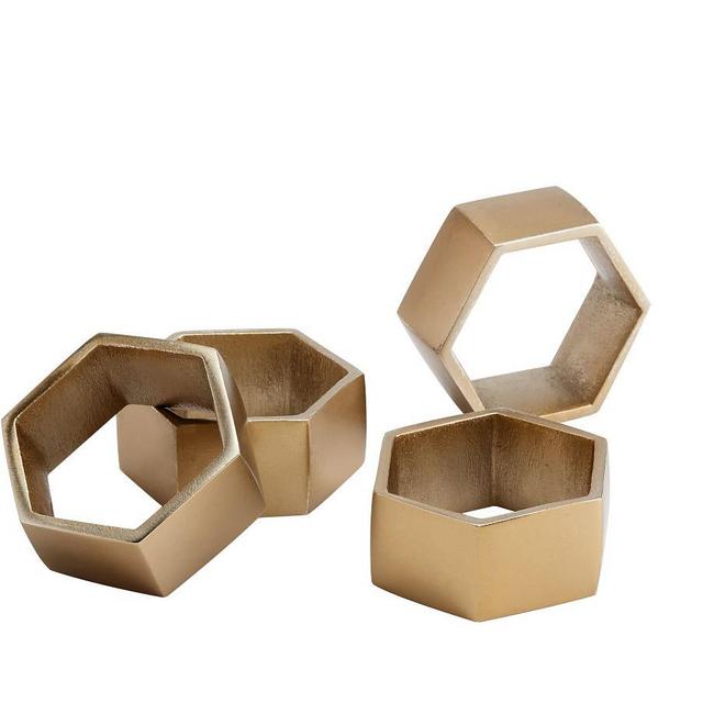 Bleecker Geo Metal Napkin Rings, Set of 4 - Gold