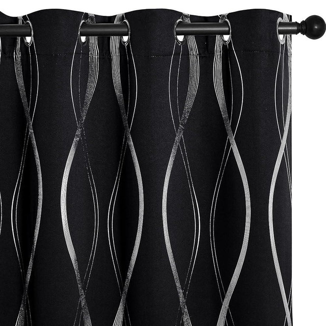 NICETOWN Blackout Curtain Panels 72 inches, Set of 2, 42 inches Wide, Black, Light Reducing Thermal Insulated Solid Grommet Blackout Curtains/Panels/Drapes for Living Room/Nursery/Kids Room