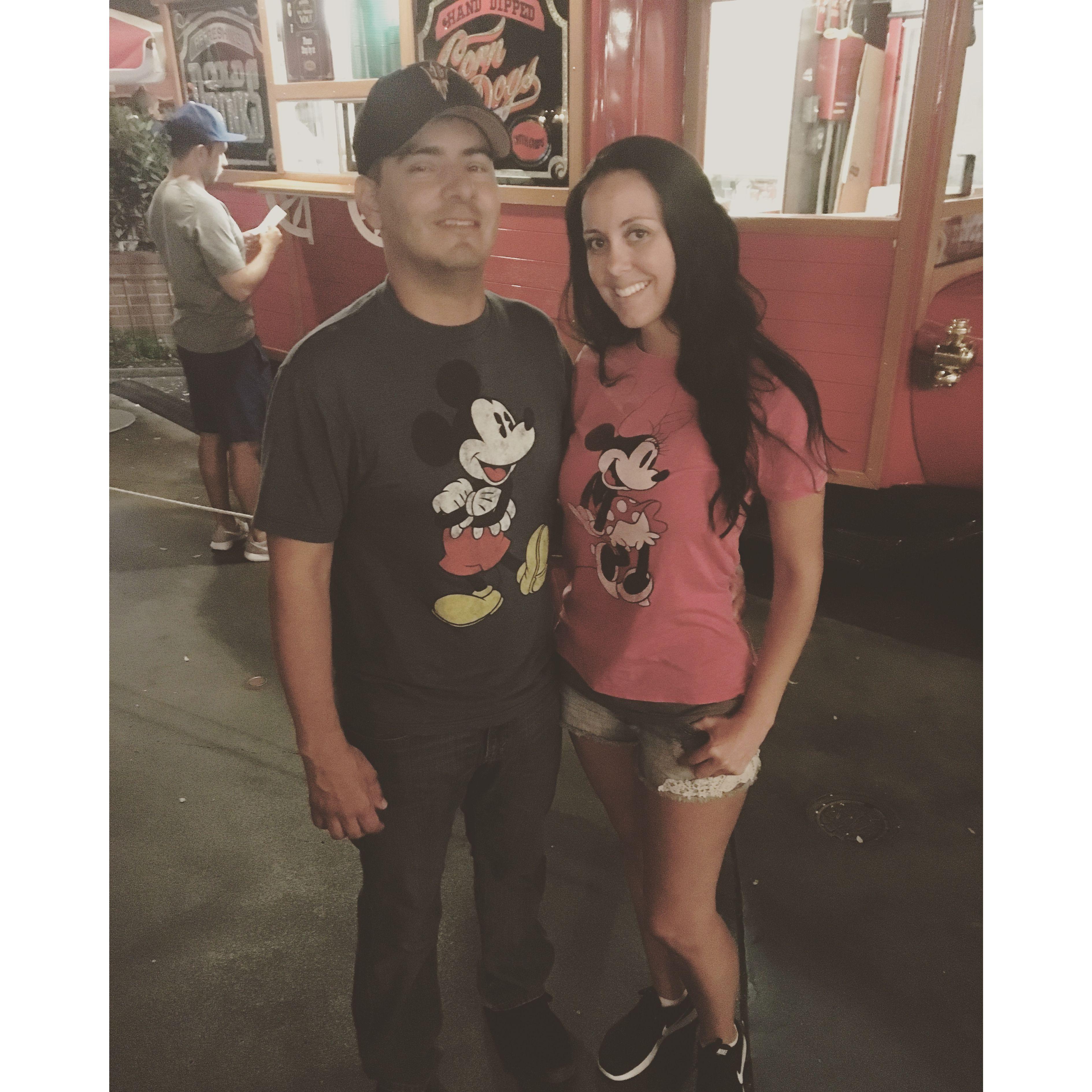 Matching shirts: his Mickey to my Minne- Disneyland 2016