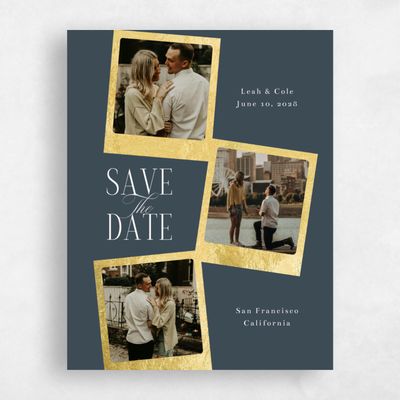 Navy Blue Wedding Save the Date - Essex Multiphoto Foil