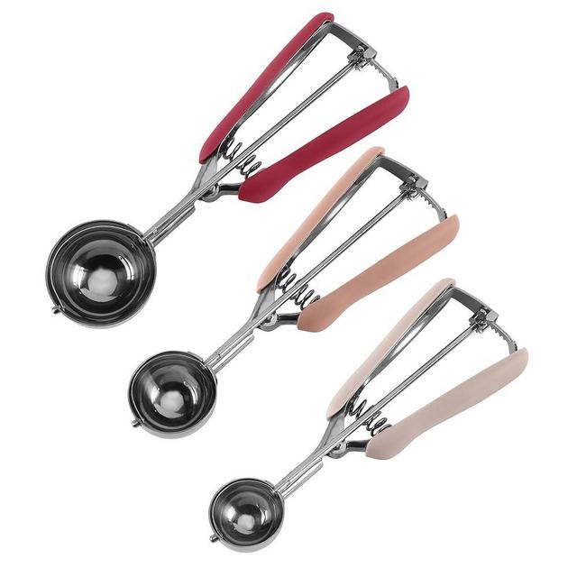 Social Chef Stainless 3 PC Cookie Scoop Set - Small Cookie Dough Scooper for Great Cookies Sized Cookies - Small Ice Cream Scooper with Trigger Release