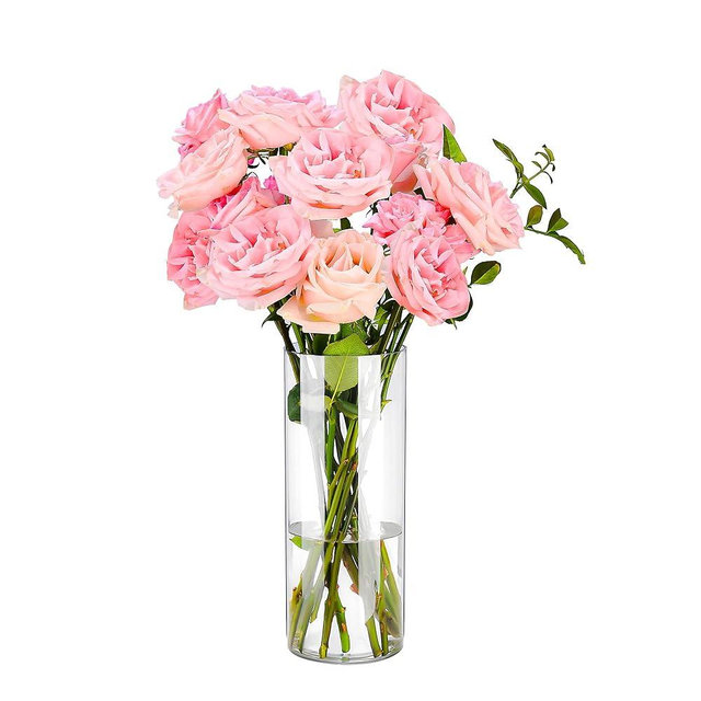 Guluto Clear Flower Vase, Non-breakable Vases, 4" W x 12" H, Acrylic Vase, Aesthetic Room Decor Cylindrical Modern Flower Vases for Table Centerpiece, Home Decor, Women Floral Arrangement Gift