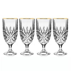 Godinger Dublin Gold-Rimmed Handcrafted Crystal Iced Beverage Glasses, Set of 4