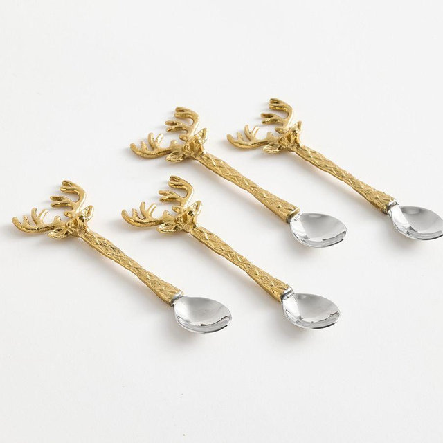 Stag Appetizer Spoons, Set of 4 - Silver