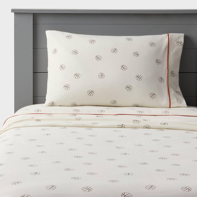 Queen Basketball Kids' Cotton Sheet Set - Pillowfort™