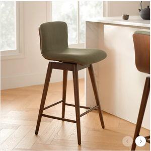 Sede Swivel Counter Stool - Walnut and Olio Green