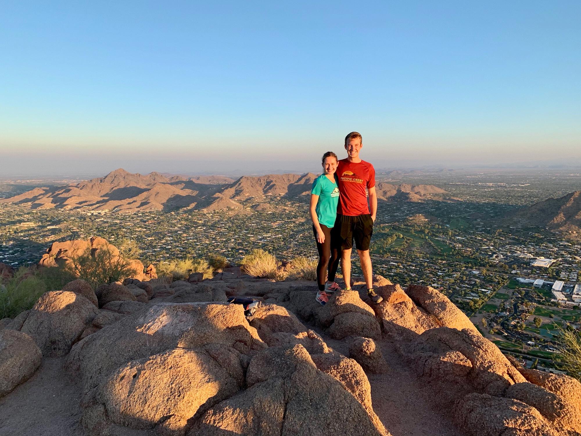 Lauren and Arek have been exploring their new home in Phoenix, AZ! Here, they hiked to the top of Camelback Mountain at sunrise in October 2020.