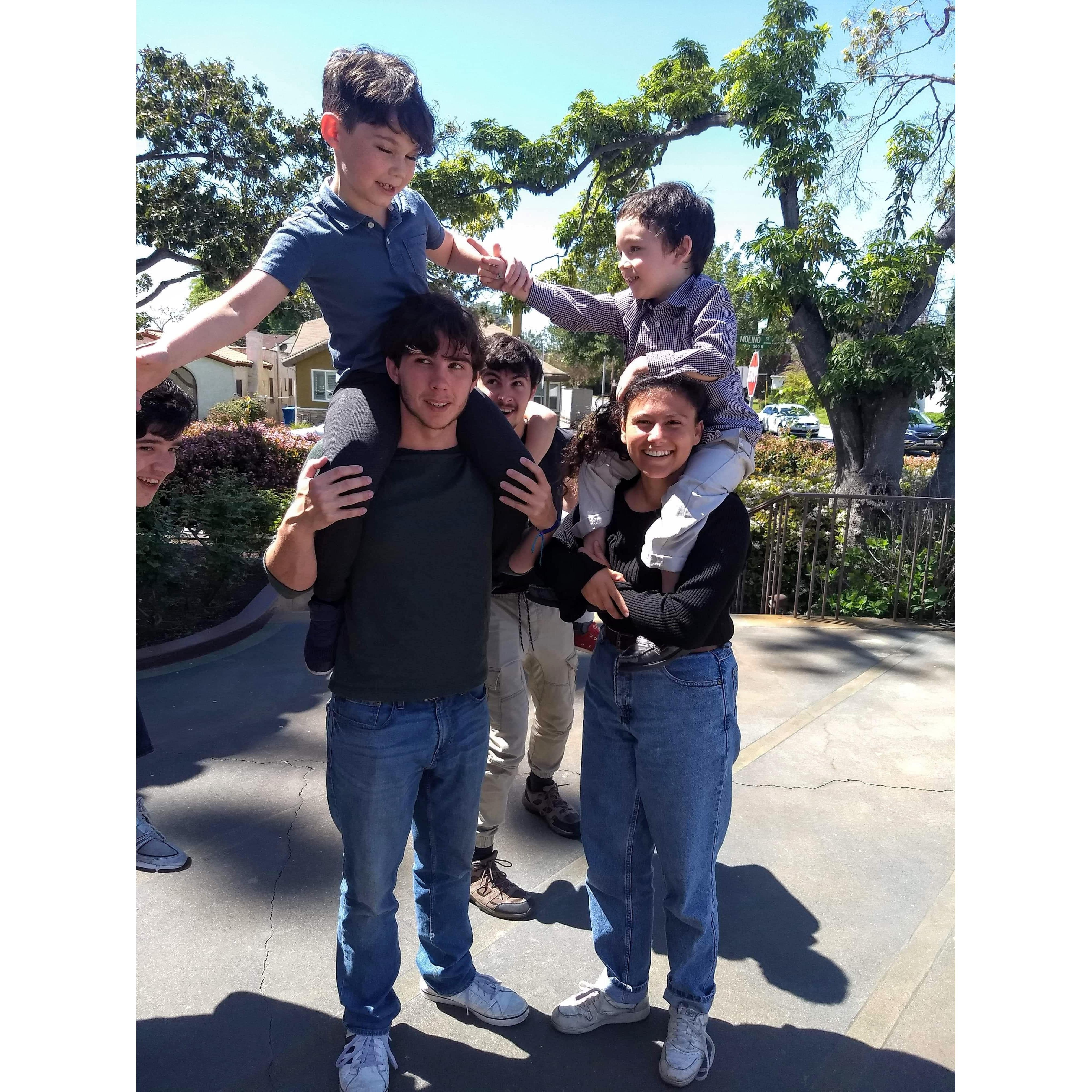 We went on a trip to Long Beach and Pasadena with our friends and stopped for Mass with some friends.