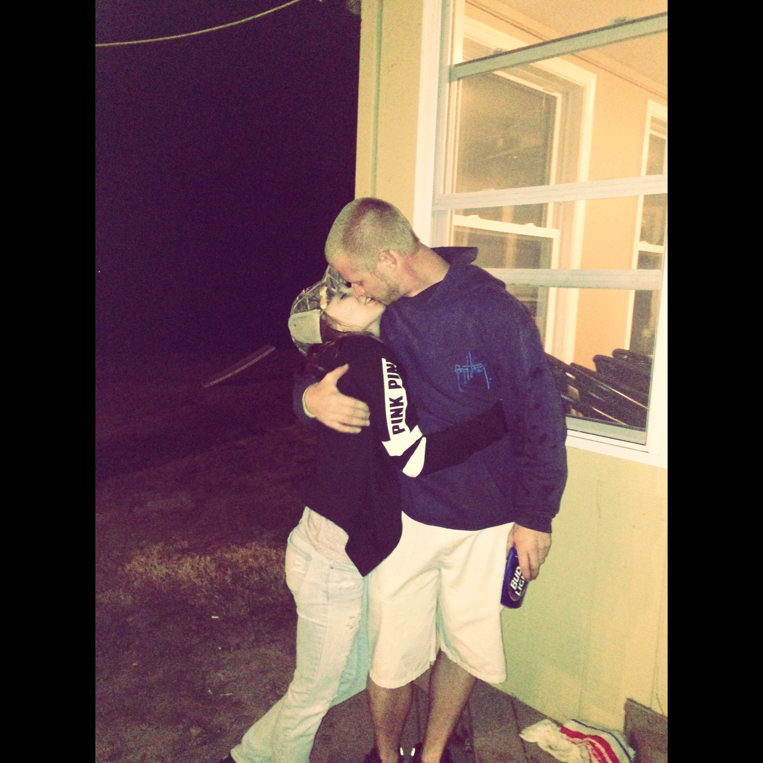 Our first kiss.