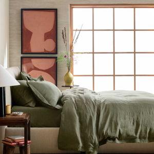 King Size Organic Luxe Honeycomb Duvet Cover in Olive