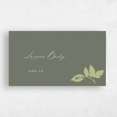 Dark Sage, Green Wedding Place Card - Jasmine
