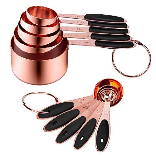 Copper Measuring Cups and spoons set, Stainless Steel Measuring Cups &spoons Set of 10 Piece for Dry and Liquid Ingredients