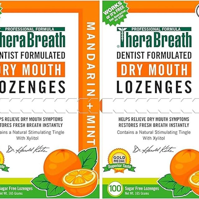 TheraBreath Dry Mouth Lozenges with Zinc, 100 Lozenges, Mandarin Mint, 100 Count (Pack of 2)