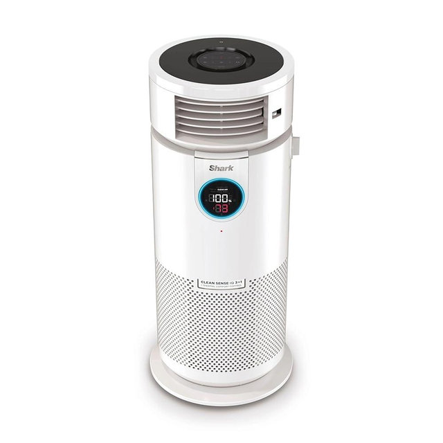 Shark 3-in-1 Clean Sense Air Purifier, Heater & Fan, HEPA Filter, 500 Sq Ft, Oscillating, Captures 99.98% of Particles for Clean Air, Dust, Smoke & Allergens, White, HC450