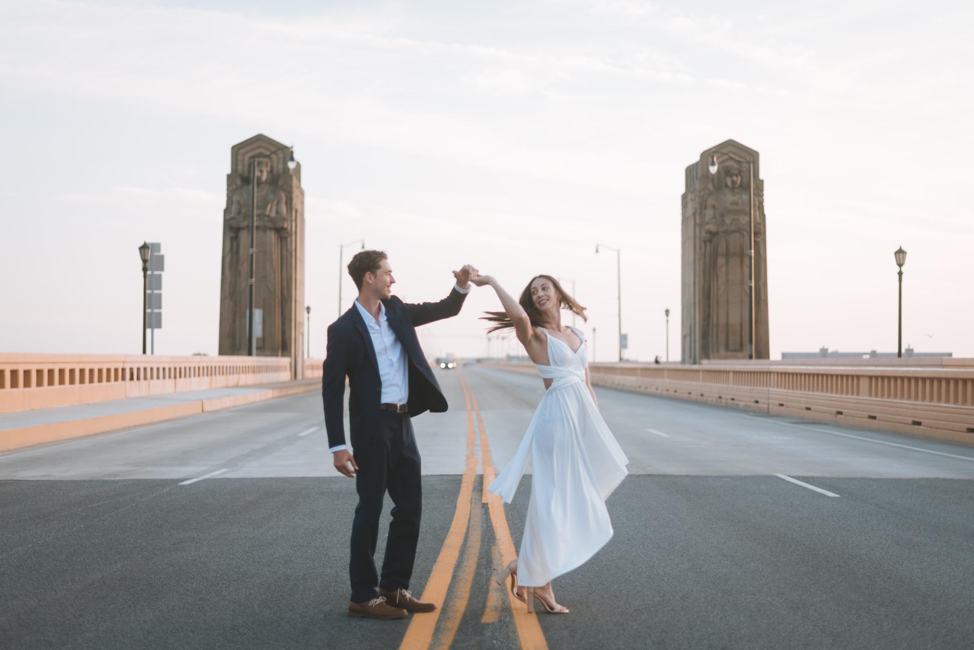 Another engagement photo shot on Hope Memorial Bridge; July 2021