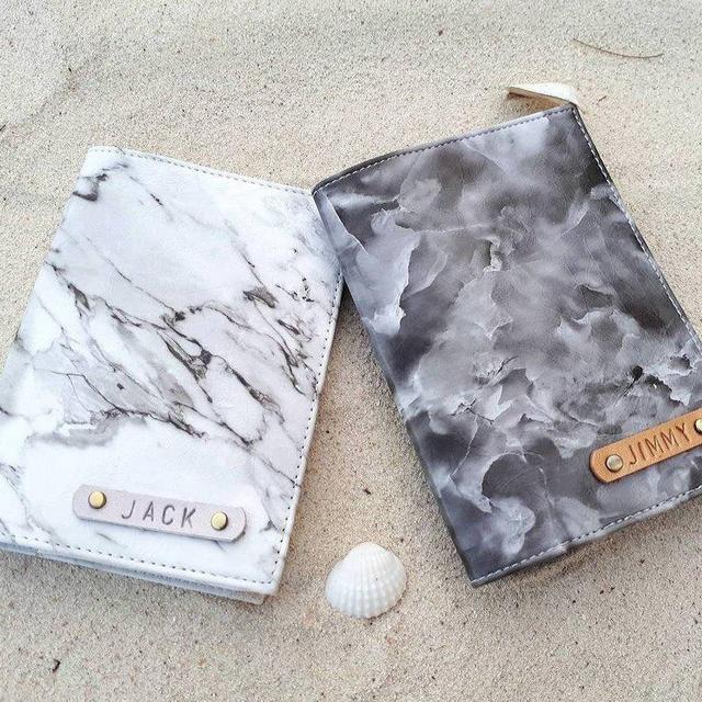 White Marble Passport Cover / Gray Marble Passport