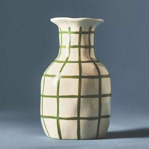 Green Checkered Ceramic Vase