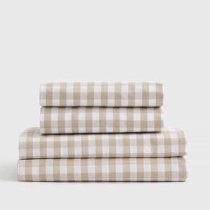 Classic Organic Percale Sheet Set in Cafe Gingham