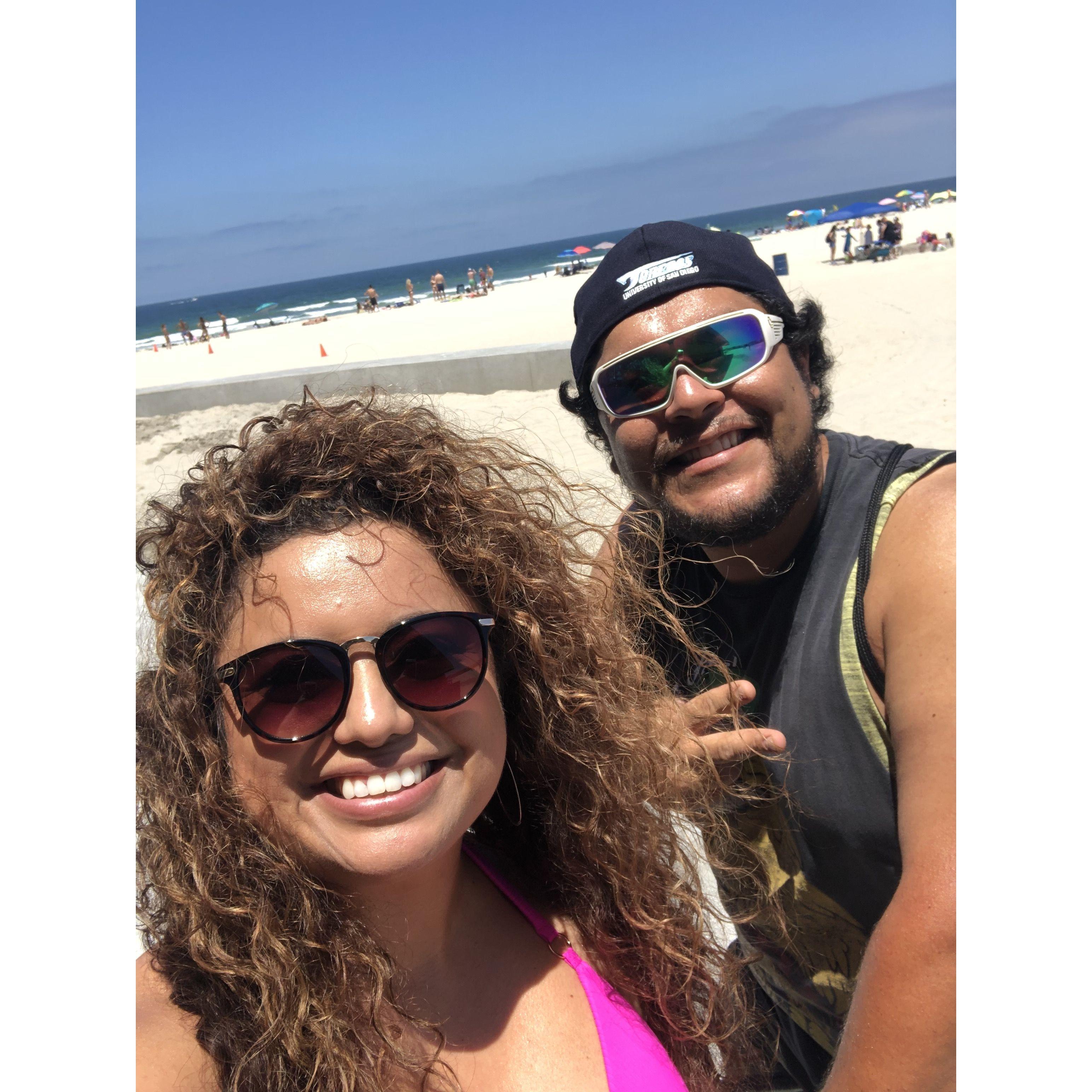 Riding bikes on the beach in San Diego, Spring 2020