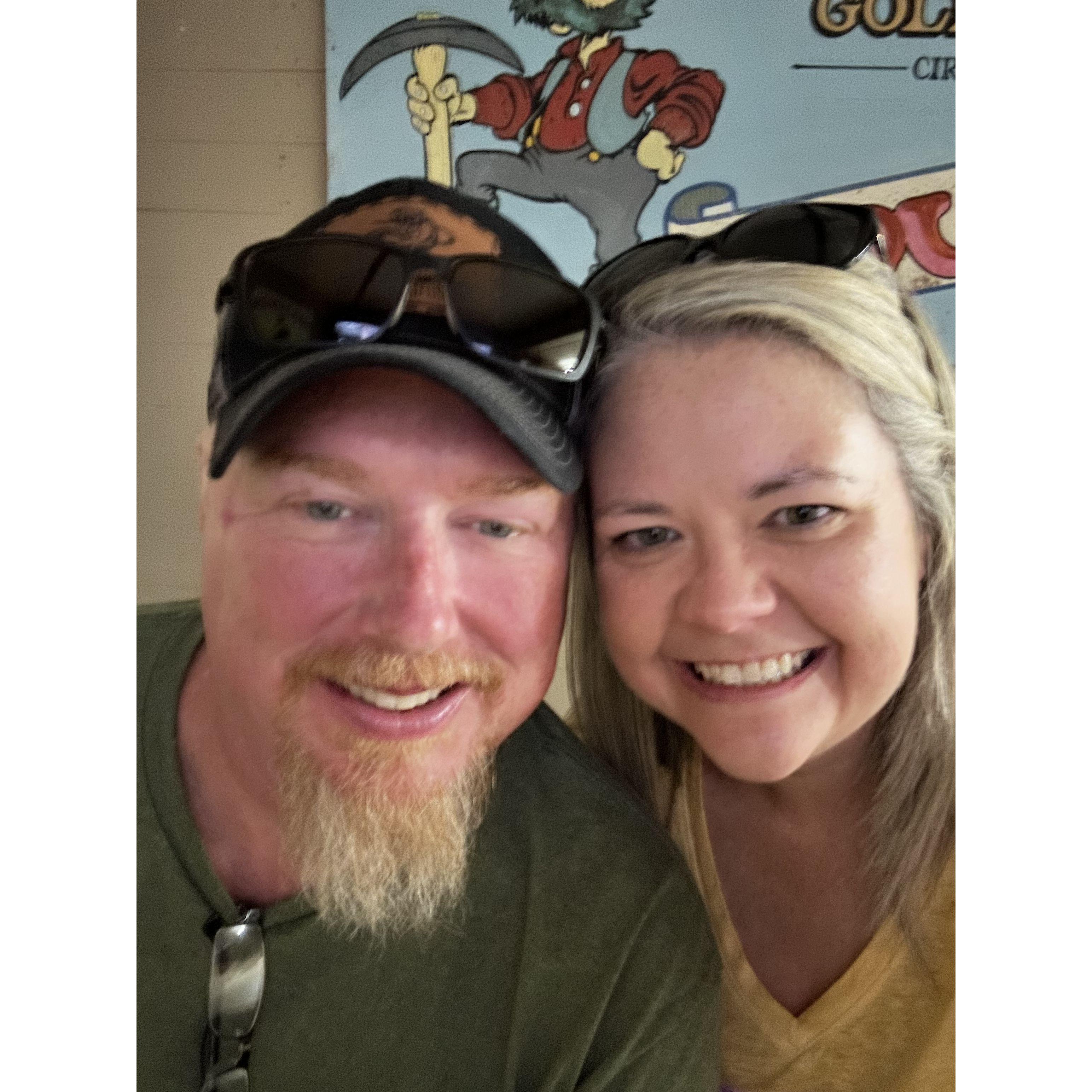 This was right after I had put on a ring in the Gold Mine giftshop and tricked Kayleigh into thinking James had just proposed! Haha!