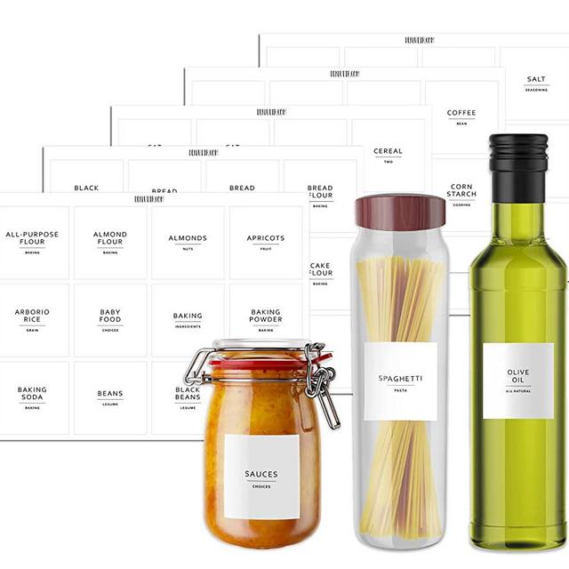 Dekluttr Pantry Labels for Containers Waterproof Minimalist Preprinted canister labels Pantry organization labels for food containers plastic and glass White Vinyl Label Set Only Pantry 1
