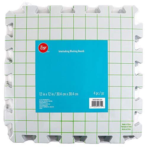 Boye Interlocking Needlepoint, Knitting, and Crochet Blocking Boards, 12'' W x 12'' L, 4pc