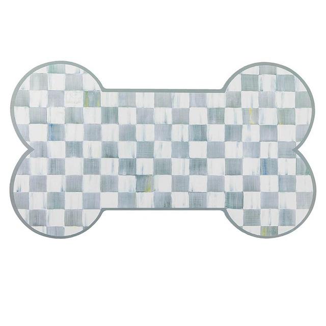 MACKENZIE-CHILDS Sterling Check Pup Placemat, Cute Pet-Food Mat for Dog Bowls and Cat Bowls