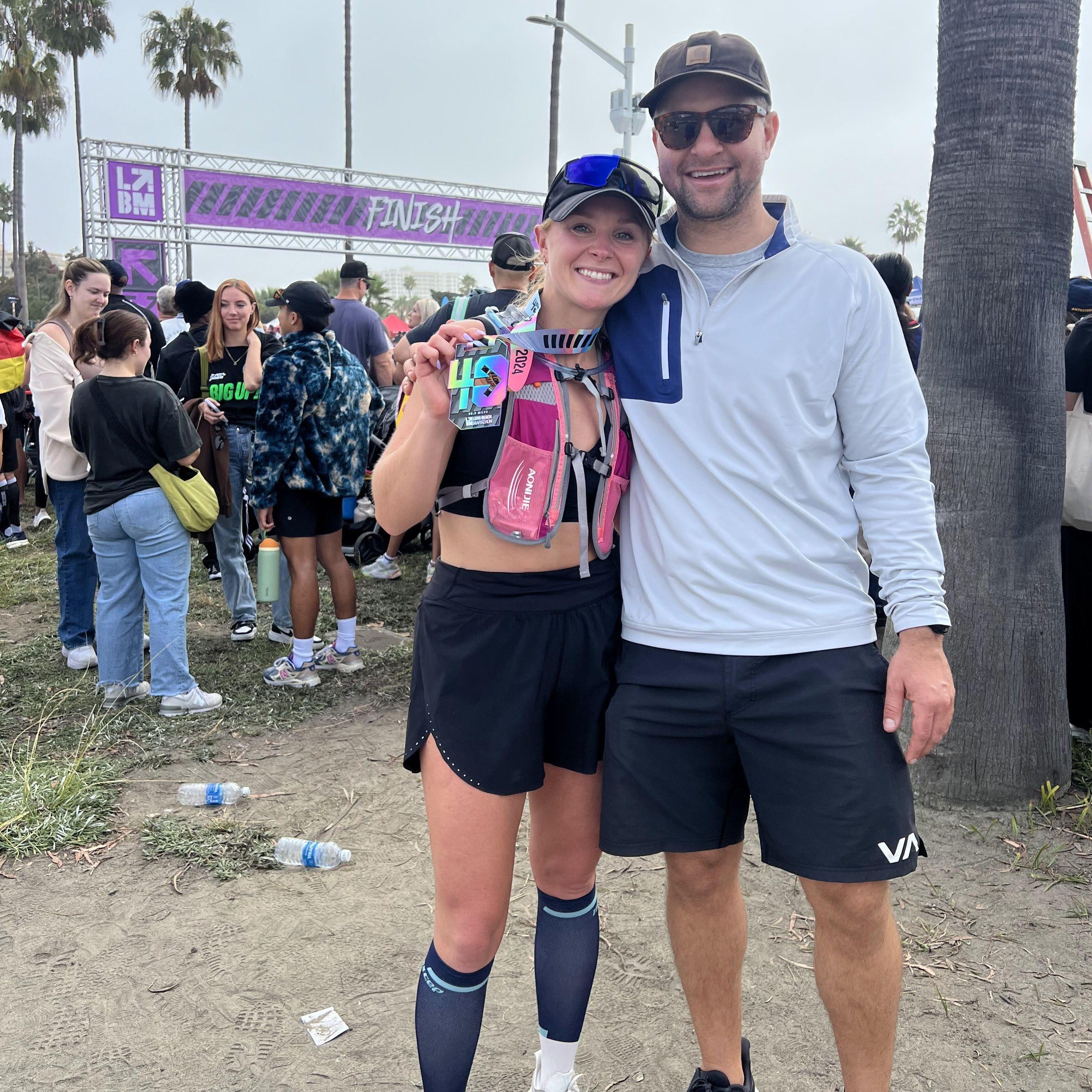 Stacey ran her first marathon and Ryan was there every step of the way to support her. Ryan unfortunately ran his first (and last) marathon before meeting Stacey.