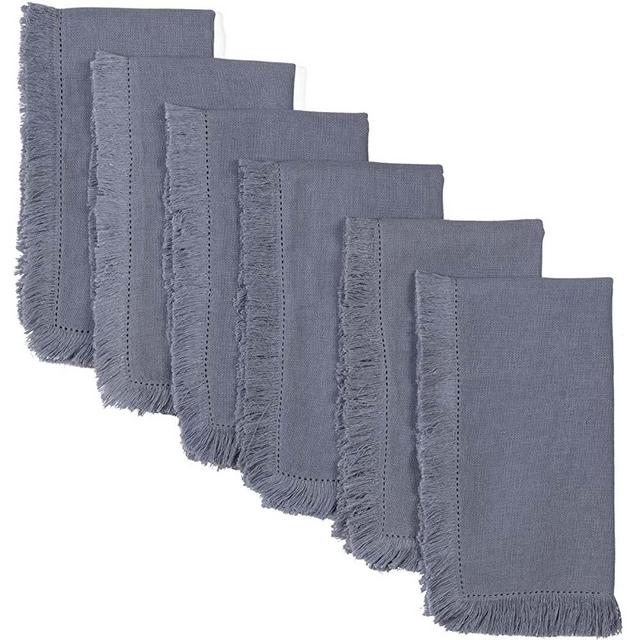 VHC Brands Farmhouse Tabletop Kitchen Haven Cotton Tobacco Cloth Solid Color Square Table Décor, Napkin Set 18x18, Blue