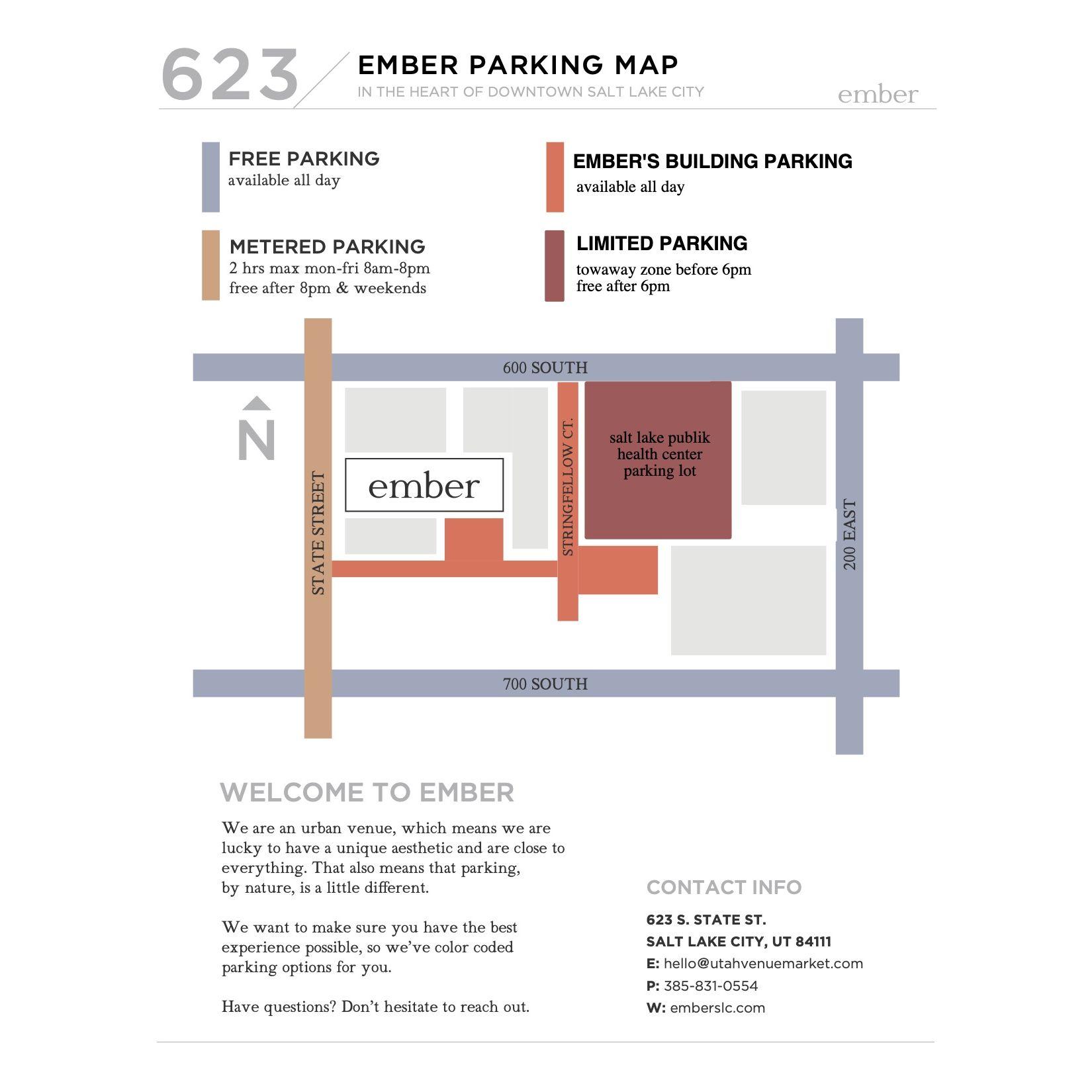 If you drive, please check out this parking map. There are signs in the parking area on Stringfellow Court.  Don't let them scare you, it's all venue parking! All street parking is free on Saturdays.