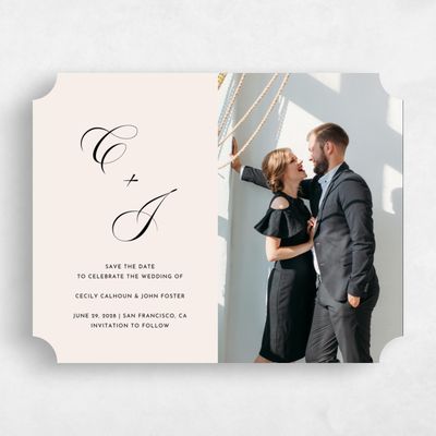 Beige Ticket Wedding Save the Date - Wilmington Landscape