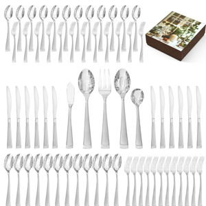 65-Piece Flatware Set, 18/10 Stainless Steel Utensils for 12