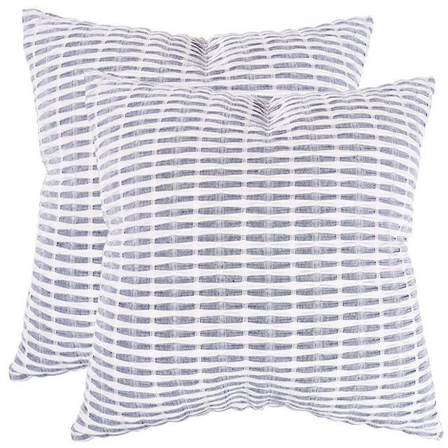 KAF Home Pleated Please Pillow Cover 20 x 20-inch 100-Percent Cotton | Set of 2 Pillow Covers (Navy, 20 x 20)