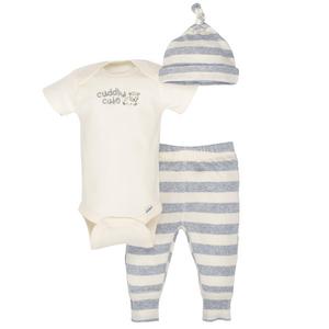 Gerber Baby Infant 3 Piece Organic Take-Me-Home Set, Gray/Ivory, 0-3 Months