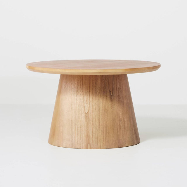 Round Wood Pedestal Coffee Table Natural - Hearth & Hand™ with Magnolia
