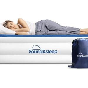 SoundAsleep Products Dream Series Luxury Air Mattress, ComfortCoil Technology, Built-in High Capacity Pump for Home, Camping- Double Height, Adjustable, Inflatable Blow Up, Portable (Queen Size)
