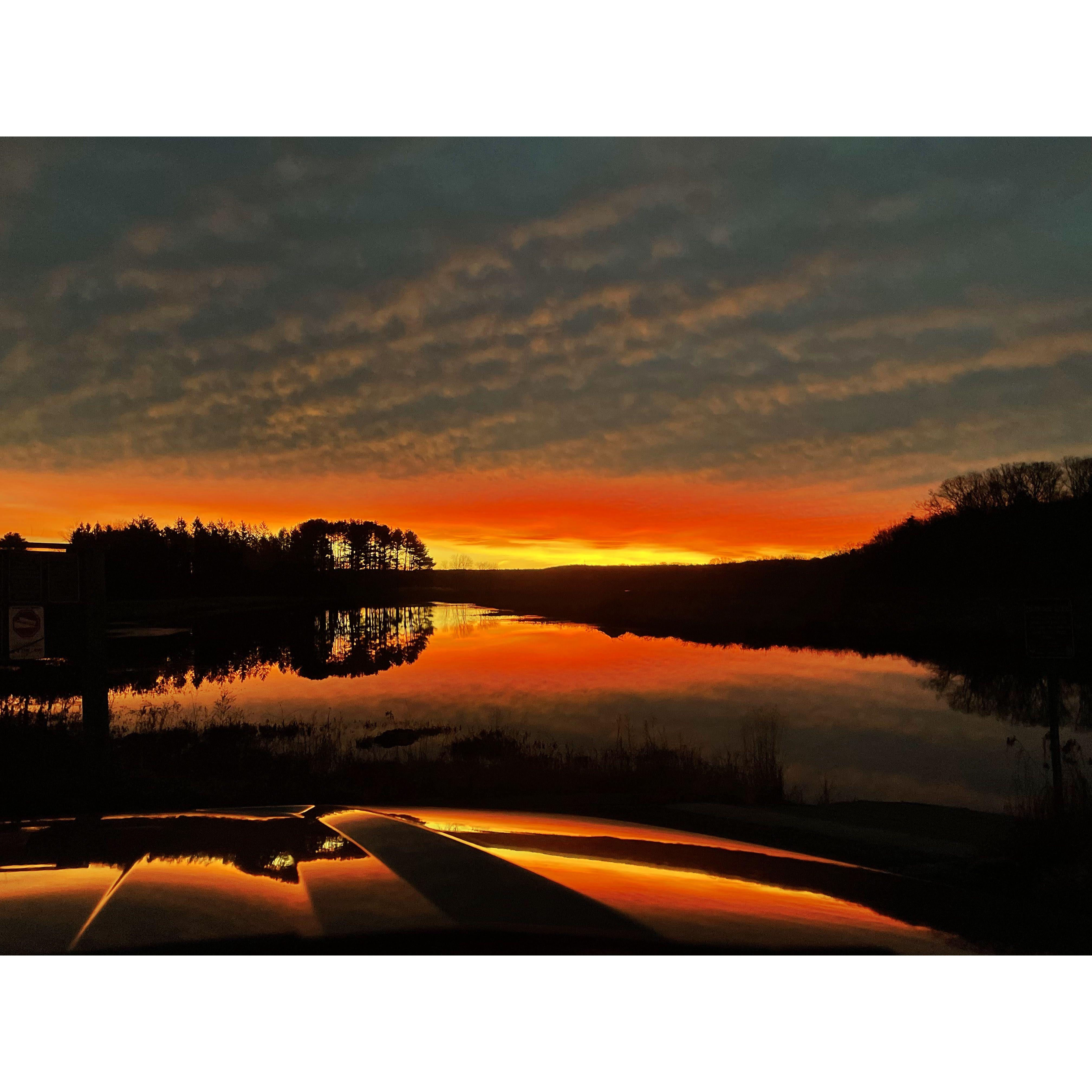 November 27, 2022 - We stayed up all night binge watching Yellowstone and wanted to go get coffee's at 5 AM but we caught the most beautiful sunrise and it was the most surreal moment ever