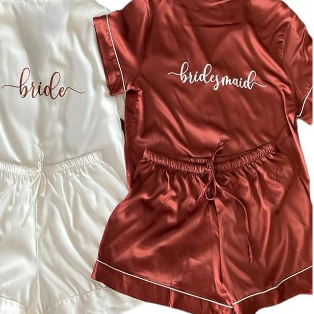 Custom Pajamas for Bridal Party - Bridesmaid Pajamas- Pajama for Women - Two-piece PJ Sets - Soft Sleepwear Lingerie - Bridesmaid Gifts - Short Sleeve Pajamas Tops - Bridal Party (Short Sleeve)