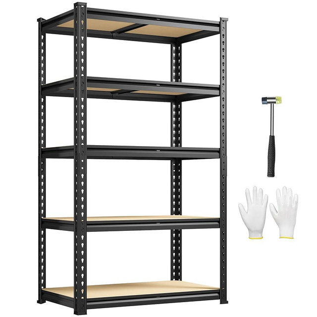 DurayLoly 1980LBS Storage Shelves, 5-Tier Adjustable Pantry Shelves, Metal Shelving Unit for Storage, Kitchen, Pantry, Closet, Laundry, Garage, 59.8" H x 27.55" W x 11.81" D
