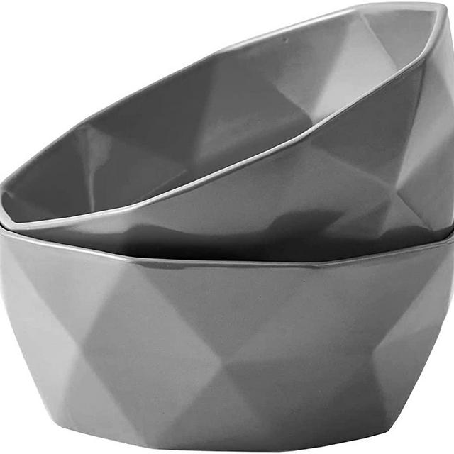 Geometric Ceramic Bowls - Oven To Table Bakeware Bowls - Elagent Matte Serving Bowls for Soup, Cereal, Salads, Pasta, Dessert/Snack Bowls - Oven Safe Bake And Serve Bowls (8.5 Inch, Grey)