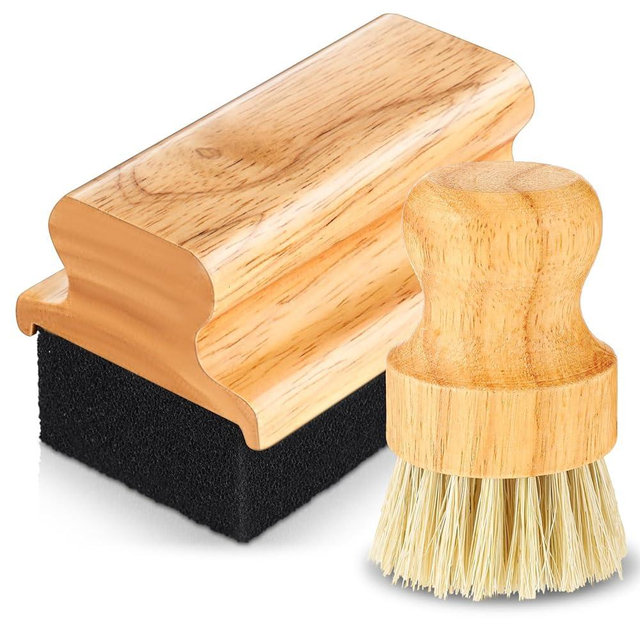 Qinyoung 2 Pcs Cutting Board Oil Wax Applicator Butcher Block Mineral Oil Brush Wooden Bamboo Cutting Board Mineral Oil with Handle for Wood Surfaces Restoring Butcher Blocks (Innovative,Sisal)