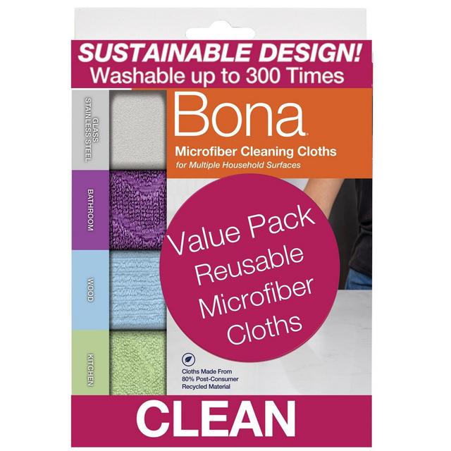 Bona Value Pack Reusable Microfiber Cleaning Cloth - 4ct