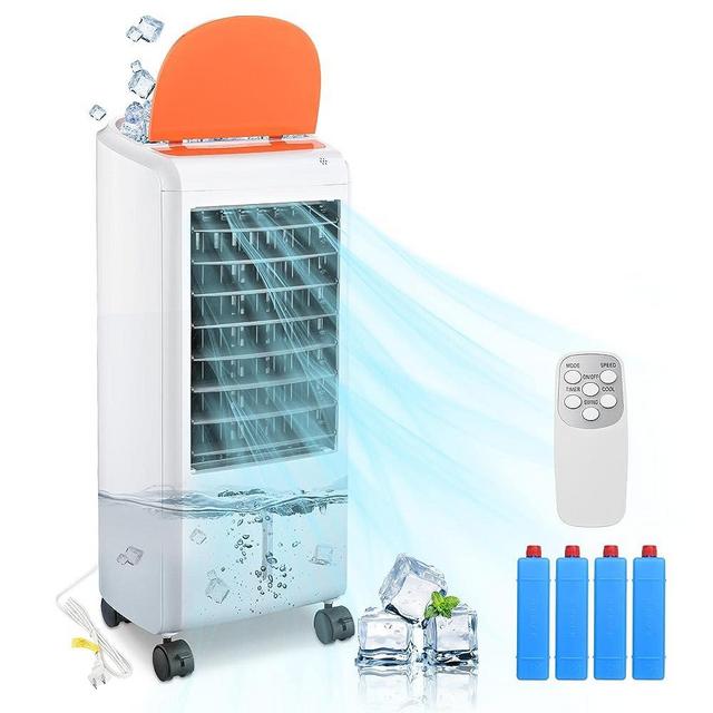 Yescom 3-IN-1 Portable Evaporative Air Cooler, Cooling Fan Humidifier with 1.58 Gal Water Tank & 20FT Remote Control & 4 Ice Packs, 3 Wind Speeds & 12H Timer for Windowless Room Home Office 27-Inch